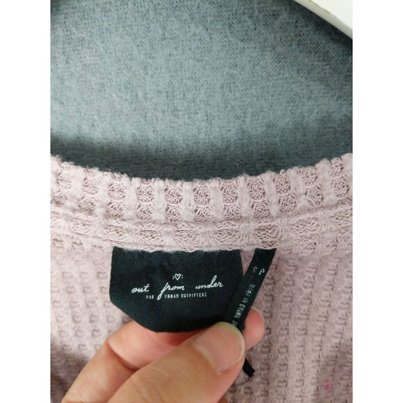 OUT FROM UNDER URBAN O Womens JoJo Waffle Knit Top SZ S Mauve Slouchy Oversize - Picture 4 of 10